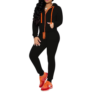 Conjunto de Dos Piezas Deportivo Casual para Mujer, Chaqueta de Forro Polar con Cierre y Capucha, Pantalones de Yoga, Otoño Invierno - Product Image 1