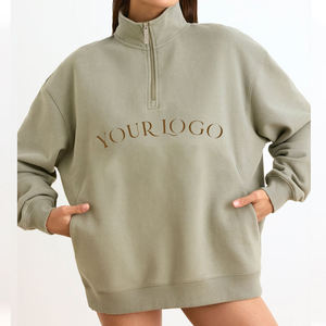 Sudadera de punto extragrande para mujer con cremallera, cuello alto, manga larga y estampado de letras, ideal para otoño - Product Image 6