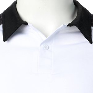 Camiseta Polo Blanca para Hombre con Manga Negra, Manga Corta, Tejida, Transpirable, Estilo Casual, MOQ Bajo, Camisetas Polo para Hombre - Product Image 2