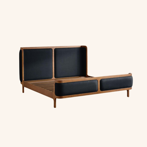 Cama Moderna Contemporánea Arturio con Paneles de Madera de Teca Sólida, Diseño Tradicional para Dormitorio y Sala de Estar, Muebles para el Hogar - Product Image 4