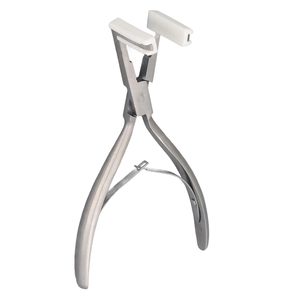 Pince à presser pour extensions capillaires finition satinée, construction robuste en acier inoxydable, mâchoires en silicone blanc, outil de scellage professionnel pour salon - Product Image 1
