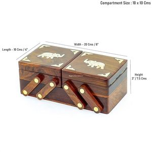 Boîte de rangement extensible en bois artisanale avec doublure en velours, boîte de rangement pour bijoux, boîte de rangement pour fournitures d'artisanat - Product Image 6