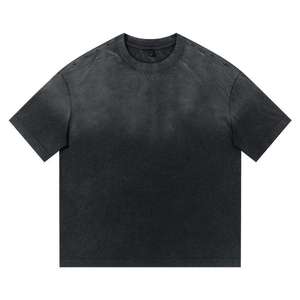 Camiseta de Manga Corta Oversize de Algodón Coral Sólido para Hombre, Cuello Redondo, Ajuste Casual, Largo Regular, Tejido Liso Teñido - Product Image 2