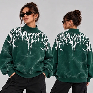 Sudadera personalizada con cuello simulado, estilo urbano, oversize, con hombros caídos, tipo sudadera con capucha, informal, para mujer - Product Image 1