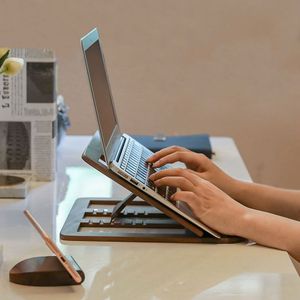 <b>Foldable</b> Wooden Laptop Stand Adjustable Tabletop <b>Desk</b> Holder Portable Work and Travel Riser - Product Image 4