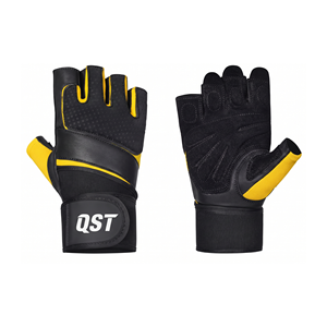 Guantes de Levantamiento de Pesas con Muñequera Larga, Perforados, de Cuero PU, Medios Dedos, Ligeros, para Entrenamiento, con Logotipo Personalizado, OEM, ODM - Product Image 1