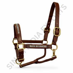 Genuine <b>Leather</b> Bling Horse <b>Halter</b> Crystal Studded Padded Headcollar with Adjustable Premium Equestrian Horse Tack Gear - Product Image 5