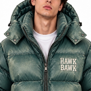 Chaqueta Acolchada con Capucha para Hombre, Diseño Casual con Cierre Frontal, Bordado con Letras, Acolchado para Invierno, Manga Larga - Product Image 4