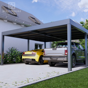 Abri de voiture modulaire en aluminium gris moderne de luxe haut de gamme avec protection UV et design durable pour usage en jardin - Product Image 1