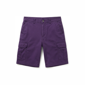 Shorts cargo en toile 100 % coton pour homme, style streetwear, multi-poches, couleur unie, logo brodé, effet vieilli, écologique, séchage rapide - Product Image 1