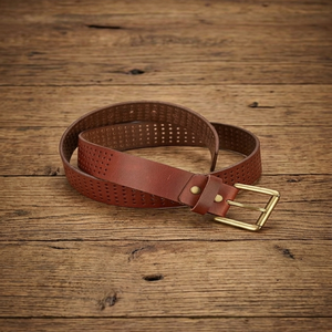 Ceinture décontractée en cuir pour homme, élégante, à 3 rangées de perforations et de trous, toutes tailles personnalisées, avec boucle ardillon de haute qualité - Product Image 3
