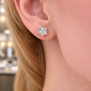 Pendientes de Oro Rosa de 14K con Corte Cojín, Certificados IGI, Cultivados en Laboratorio, Solitario Clásico de 5.00mm |   Artículos de Lujo con Sello del Reino Unido - Product Image 1