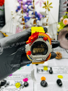 Montre numérique Iced Out avec design Dragon, diamants Moissanite, bracelet jaune, montre de luxe tendance Hip Hop - Product Image 5