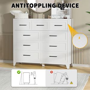 Cassettiera Alta in Metallo Bianco a 9 Cassetti con Scorrimento Fluido, Armadio Salvaspazio per Camera da Letto - Product Image 6
