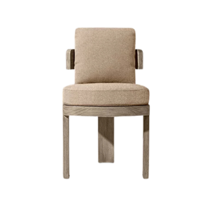 Contemporary Outdoor Dining Chair Solid Teak Premium Curved Armrest Comfortable Upholstered Seat Furniture Garden Patio - Product Image 3