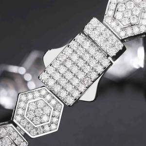 Iced Out Hip Hop Moissanite Round Brilliant Cut Diamond Tennis <b>Bracelet</b> <b>Solid</b> 925 <b>Silver</b> Diamond Jewelry Hexagon <b>Bracelet</b> - Product Image 4