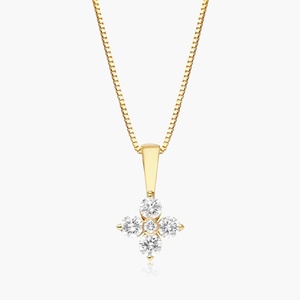 Collier pendentif fleur classique plaqué or 14 carats avec zircon cubique, chaîne maille forçat, unisexe, pour usage quotidien - Product Image 1