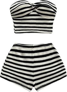 Conjunto de Dos Piezas Casual de Verano para Mujer, sin Tirantes, Transpirable, de Poliéster y Algodón, Top Corto y Pantalones Palazzo - Product Image 4
