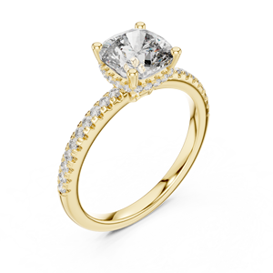 Bague en diamant de laboratoire taille coussin, or 14K 18K, halo caché pavé, 2,30 carats, certifié IGI, DEF VVS, plaqué rhodium, luxe, anniversaire - Product Image 3