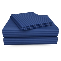 Ensemble de draps de lit en coton et lin rayé 4 pièces avec taies d'oreiller, simple, 300 fils, écologique, respirant, pour la maison et l'hôtel, logo personnalisé