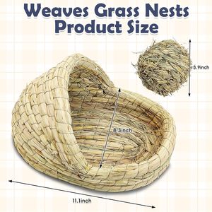 Cama de descanso suave de hierba tejida tradicional para conejos, juguete natural para masticar, para el hábitat de animales pequeños y accesorios para conejos. - Product Image 3