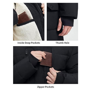 Chaqueta de Invierno para Hombre, Extra Larga, de Forro Polar, con Capucha, Tipo Parka, Cálida, Resistente al Agua, con Aislamiento para Clima Frío - Product Image 2