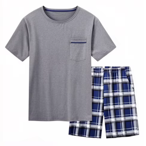 <b>Men's</b> Casual Lounge Wear Set Crew Neck T <b>Shirt</b> and Check Shorts Comfortable <b>Night</b> Suit - Product Image 3