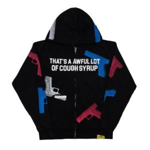 Sudadera con Capucha de Algodón 100% de Primera Calidad, Sudadera Urbana Gruesa para Hombre con Estampado 'THAT'S A AWFUL LOT OF COUGH SYRUP' - Product Image 3