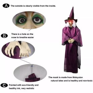 Halloween Hanging Life-Sized Talking Witch Decorations Red-Eyed Horror Glow-in-the-Dark Witch - Product Image 5
