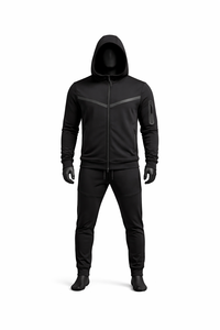 Ensemble de survêtement à capuche technique pour homme avec logo personnalisé |   Ensemble de jogging en polyester performant avec fermeture éclair |   Vêtements de sport Activewear OEM ODM - Product Image 3