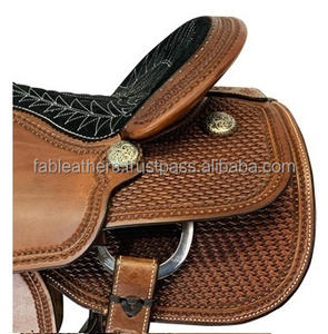 Sports de plein air équestre en cuir véritable cheval Western selle entièrement personnalisé cuir de qualité pour l'équitation et la course avec ensemble de pointes - Product Image 6