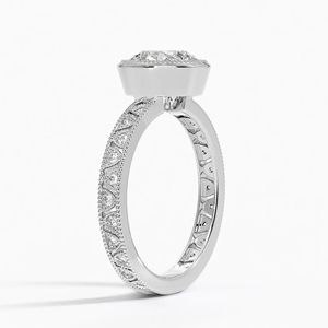 Anillo de Compromiso RITZIN con Diamante Cultivado en Laboratorio, Corte Redondo, Estilo Vintage para Mujer en Oro Rosa y Plata - Product Image 3