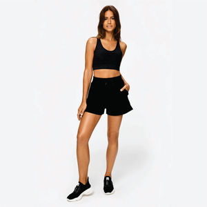 Shorts Signature en coton (95%) et élasthanne (5%) noir, coupe classique, avec élastique doux et cordon de serrage à la taille - Product Image 4
