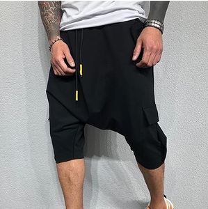 Shorts de survêtement à entrejambe tombant, style vintage, délavé, effet soleil, avec taille élastique et cordon de serrage extensible, respirant - Product Image 2