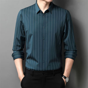 เสื้อเชิ้ตผู้ชายลายทาง แขนยาว ปกคอปก ติดกระดุม ผ้าฝ้าย สำหรับธุรกิจและสำนักงาน - Product Image 4