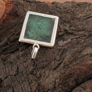 Bijoux fins en gros, malachite minimaliste vintage, argent sterling 925 plaqué platine, pierre géométrique verte naturelle, cabochon - Product Image 3