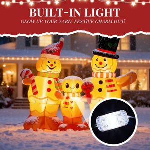 Decorazione Natalizia Gonfiabile Illuminata da 1,9 m, Famiglia di Omino di Pan di Zenzero in PVC, Divertenti Decorazioni da Giardino Gonfiabili - Product Image 4