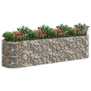 Macetas y jardineras extra grandes y duraderas de hierro galvanizado plateado tipo gabion. - Product Image 3