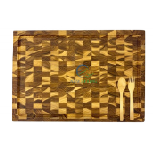 Tabla de Cortar de Madera de Teca con Diseño Personalizado, Bloque de Corte Premium, Ecológico, Antibacteriano, Duradero, 4 cm de Grosor - Product Image 6