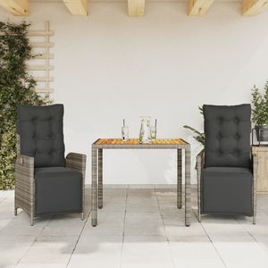 Set da Pranzo da Giardino in Rattan Grigio Scuro per 2 Persone, Resistente alle Intemperie, Arredamento da Esterno in Stile Contemporaneo - Product Image 3