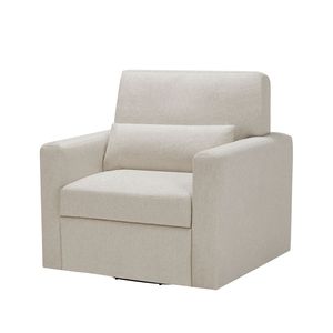 Sedia Girevole Ergonomica con Imbottitura in Bouclé Beige, Struttura in Legno Massello, Arredamento Moderno per Soggiorno - Product Image 3