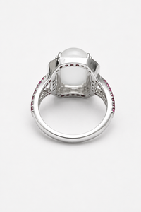 Ruby and <b>Moon</b> <b>Stone</b> <b>Ring</b> in 92.5 Sterling Silver KLSP-10669 - Product Image 2