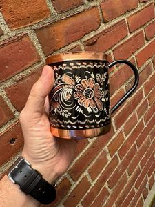 Tasse en cuivre avec poignée à finition martelée, style vintage, résistante à la chaleur, vaisselle pour la maison, cadeau - Product Image 6