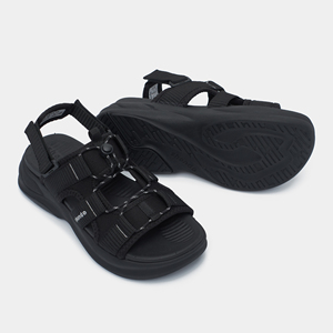 Shondo Cross-Strap Sandals Black Breathable EVA Outsole Casual Summer Open Toe Textile Upper Buckle Closure - Product Image 3
