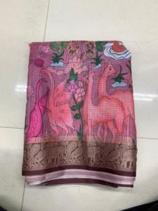 Sari Jacquard Kota CHACKS con estampado digital, corte 6.30, con pieza para blusa - Product Image 5