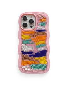 Funda de Teléfono con Bordado de Santa Claus Navideño, Oferta Especial Navideña, Cubierta Trasera de Tela Suave Color Crema con Bordado Rojo y Blanco - Product Image 6