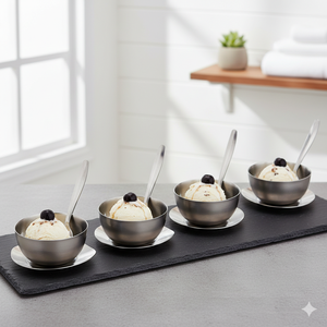 Party Bowls clear Salad glassware <b>Ice</b> <b>Cream</b> Bowl Stainless Steel Designer <b>Ice</b> <b>Cream</b> Bowl With <b>Spoon</b> - Product Image 1