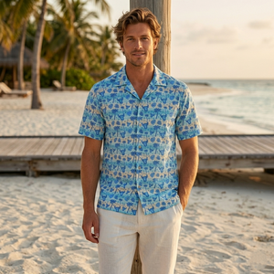 Wholesale Custom Hawaiian <b>Shirt</b> Tropical Beach Floral Print Short Sleeve <b>Button</b> Up Summer Vacation <b>Shirts</b> OEM Manufacturer - Product Image 1