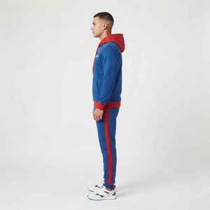 Chándal con Capucha Azul y Rojo para Hombre, Color Sólido, Casual, Largo, con Cordón Ajustable, Bolsillos, Corte Regular, 100% Algodón, Ropa de Otoño - Product Image 3