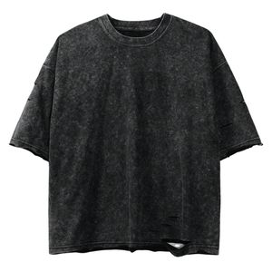 Camiseta Negra Extra Grande Personalizada, Unisex, Estilo Vintage Desgastado, Ropa Urbana, Algodón de Alta Calidad, Ecológica, Transpirable, de Secado Rápido - Product Image 1